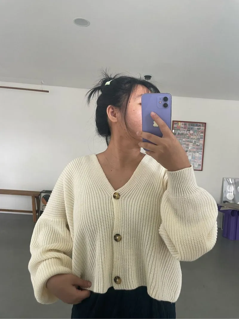 Minimalist Casual Fleece Wanita white cream photo 1