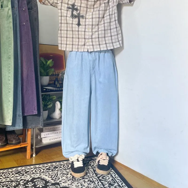 Japanese brand Y2K Skater Jeans Pria white blue photo 1