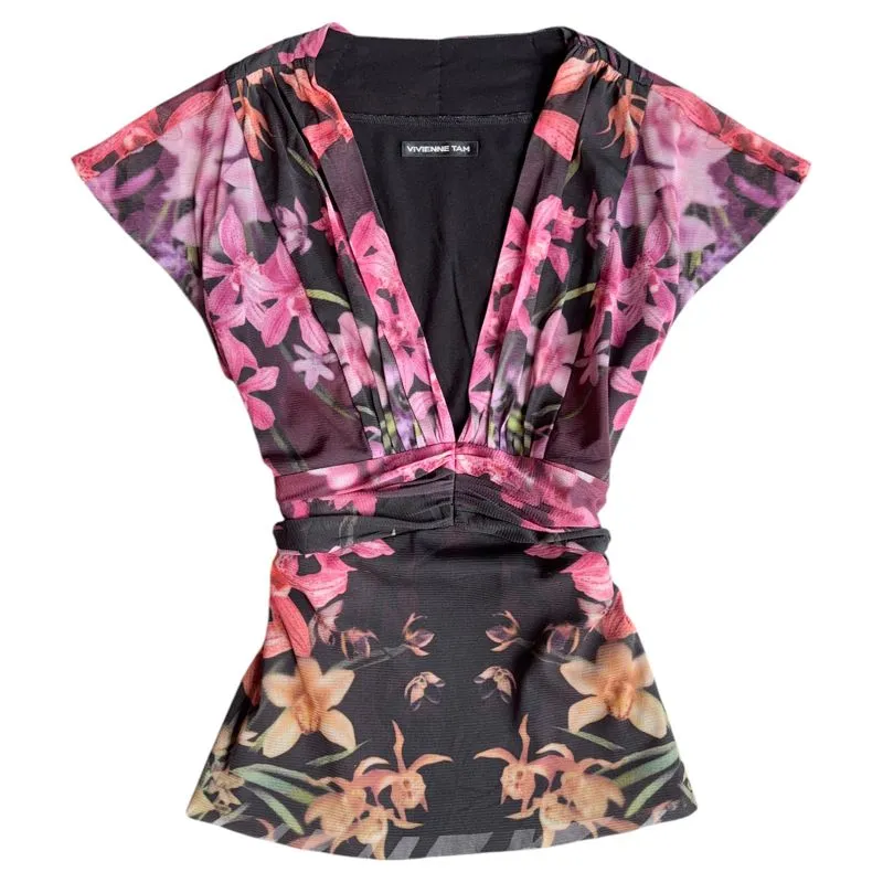 Viviene Tam Vintage Y2K Shirt Wanita pink black photo 1