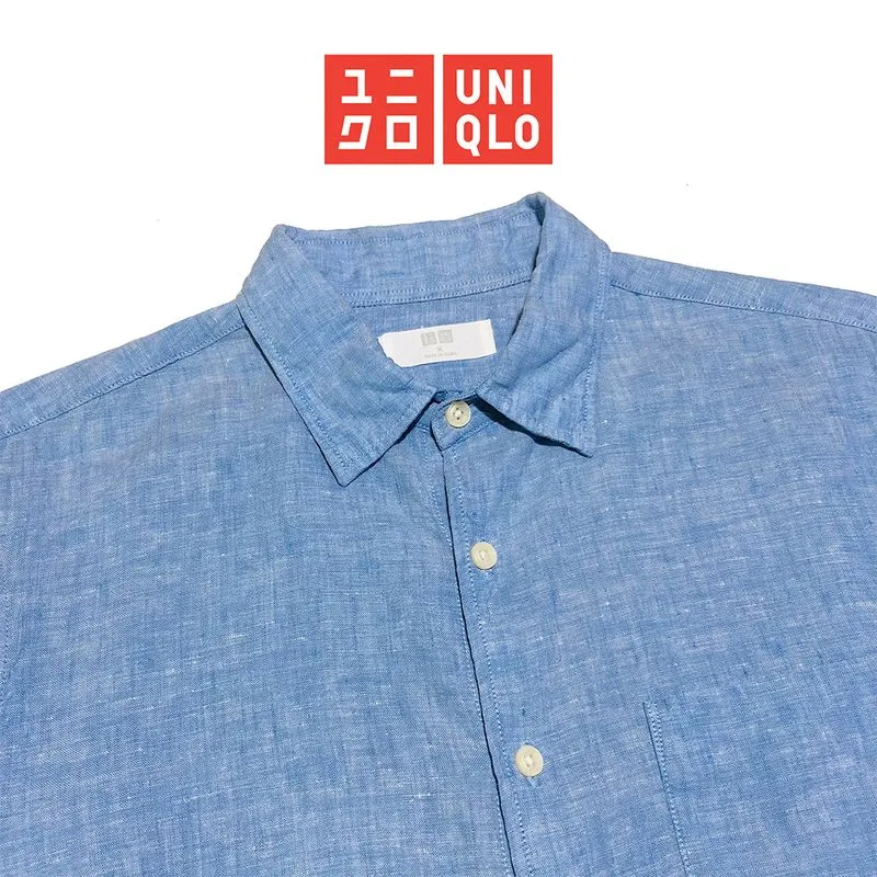 Uniqlo Minimalist Casual Formal shirt Pria blue photo 1