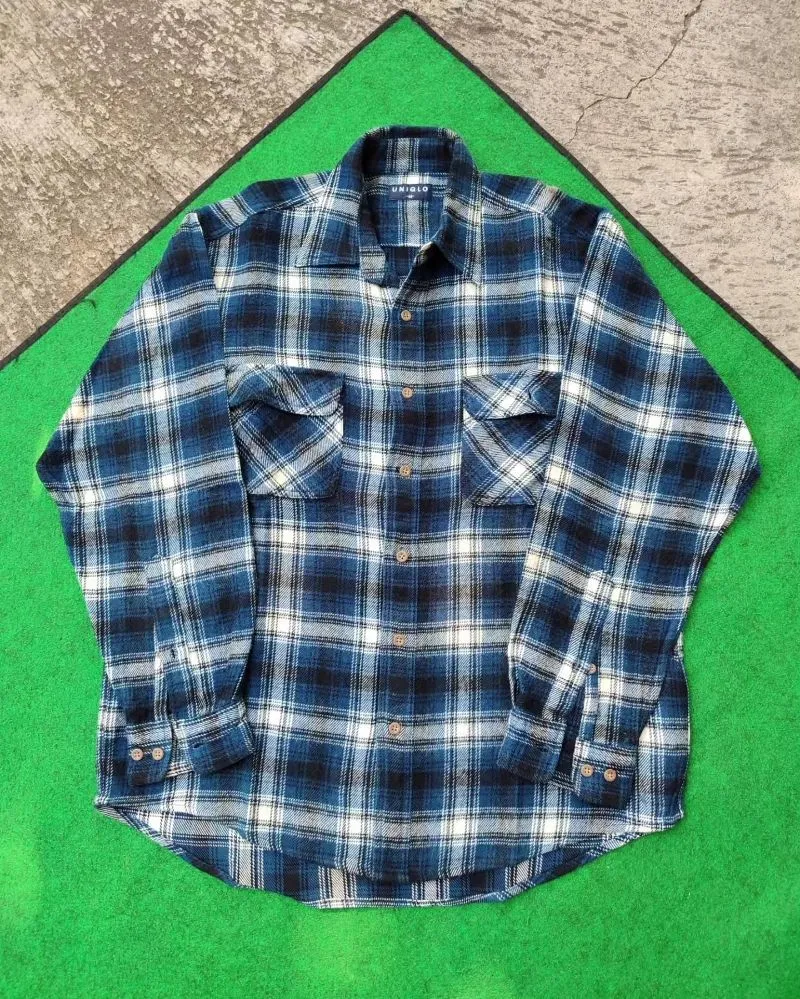 Uniqlo Streetwear Casual Casual shirt Pria blue photo 1