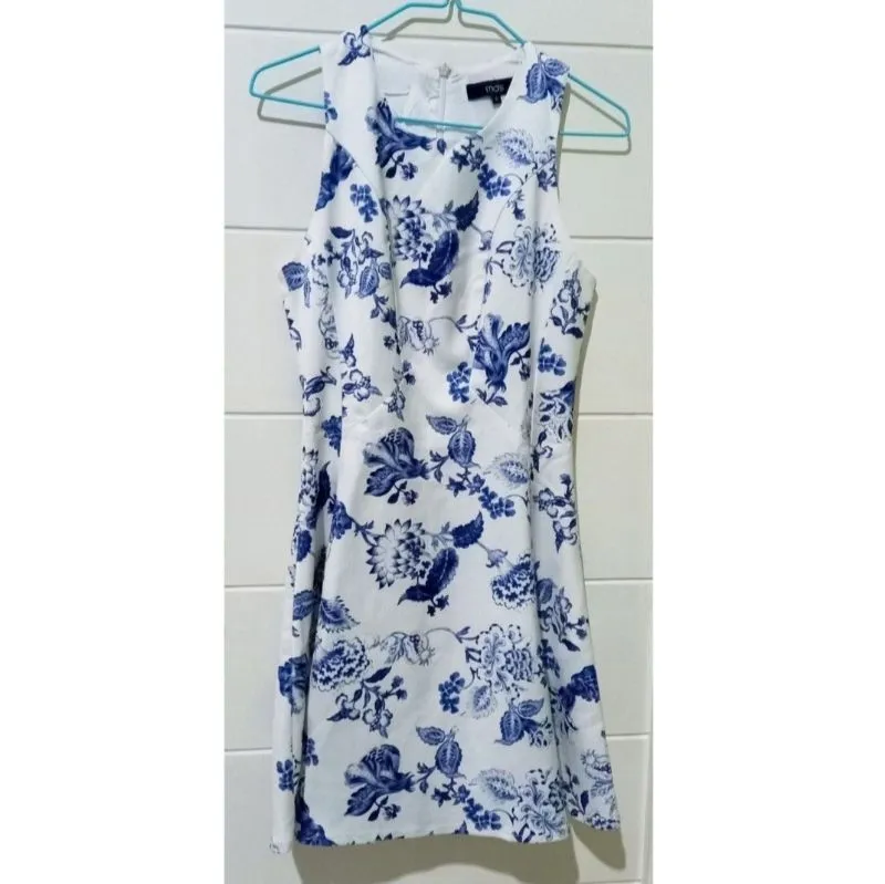 Coquette Casual Summer dress Wanita white blue photo 1