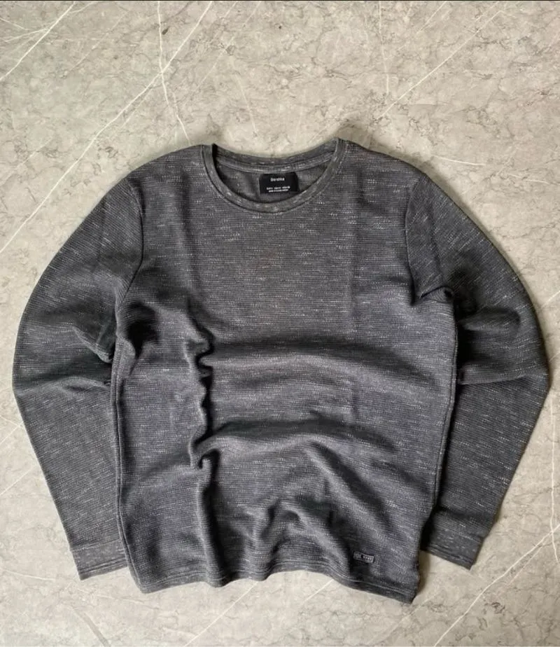 Bershka Streetwear Minimalist Sweater Pria gray photo 1