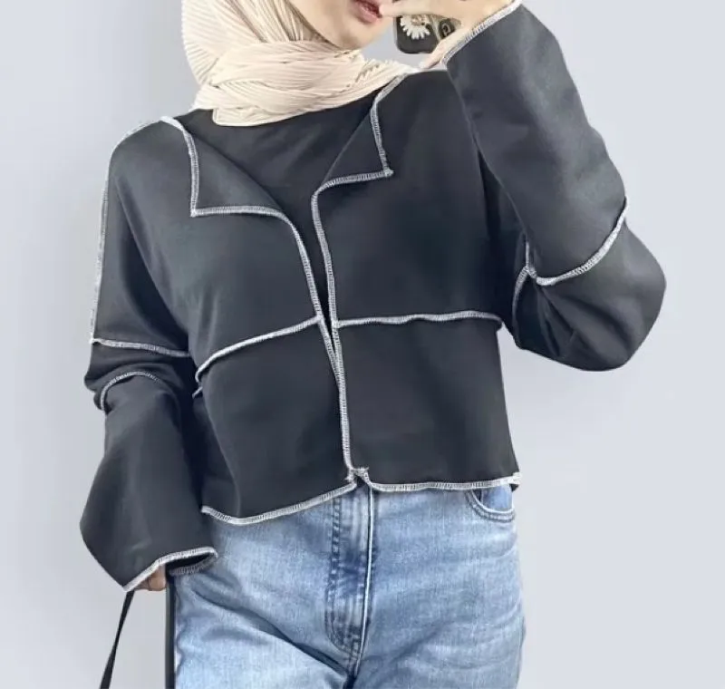 Casual Cardigan Wanita black photo 1
