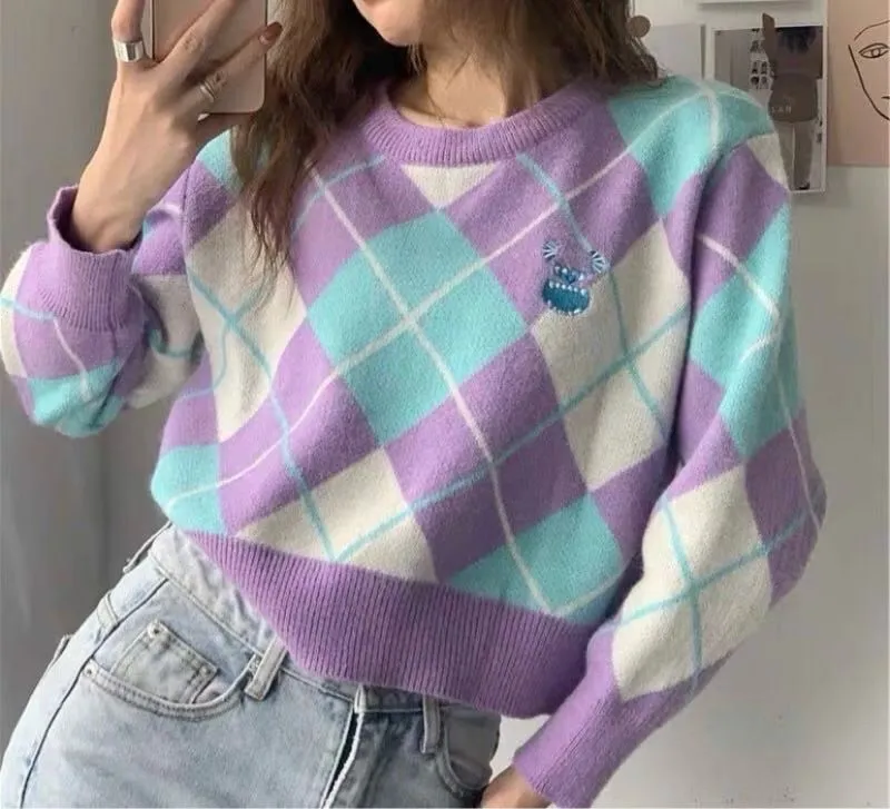 Casual Sweatshirt Wanita purple white photo 1