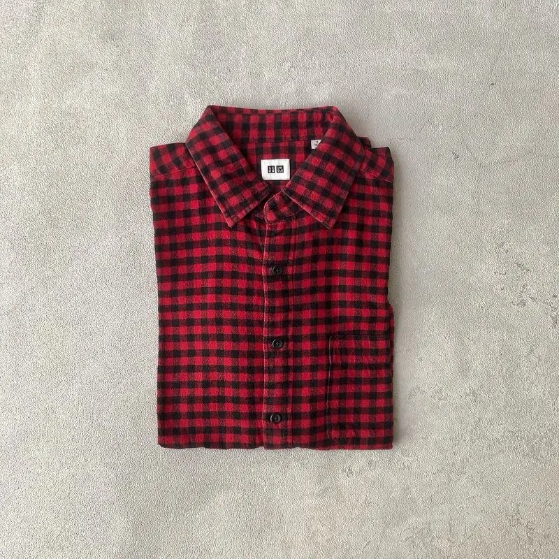 Uniqlo Grunge Indie Formal shirt Pria red black photo 1
