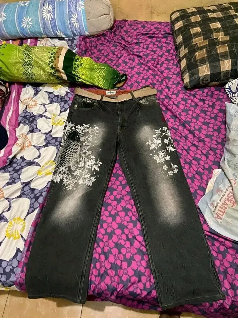 Karakuri Tamashii Vintage Y2K Jeans Pria gray photo 1