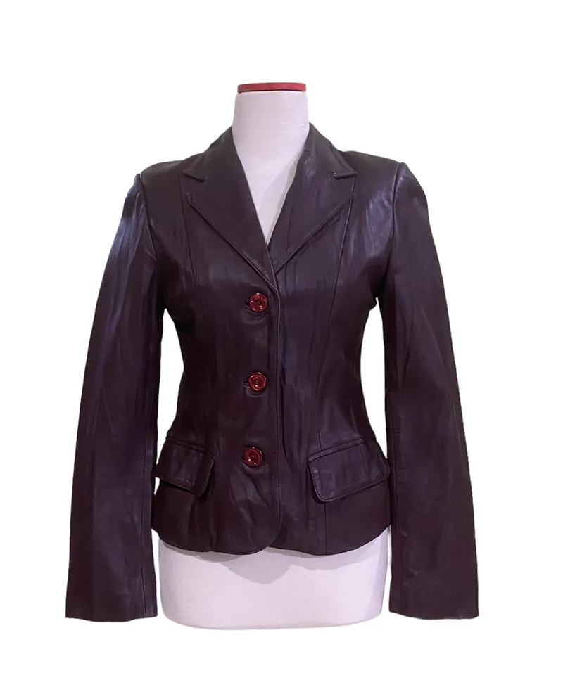 Vintage Casual Leather jacket Wanita brown photo 1