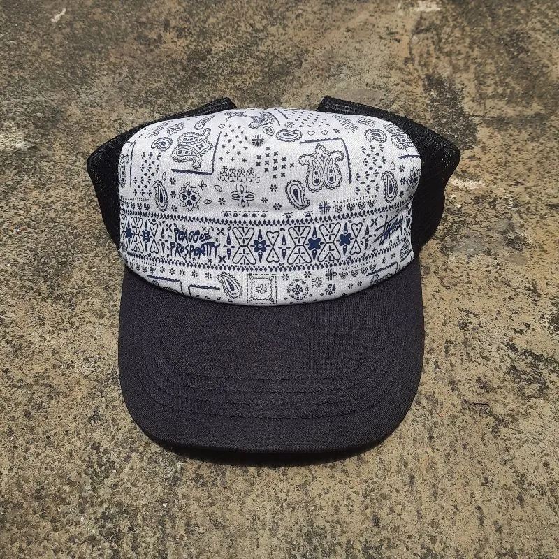 Stussy Streetwear Y2K Hat Pria white black photo 1