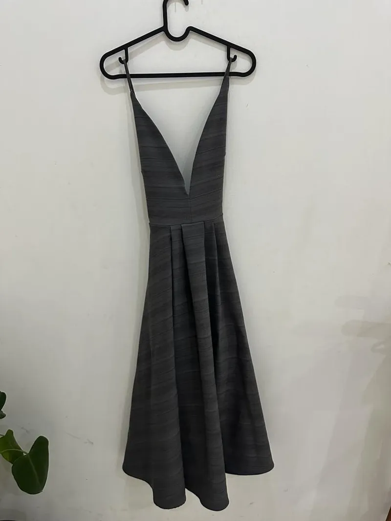 Luxury Minimalist Going out dress Wanita black gray photo 1