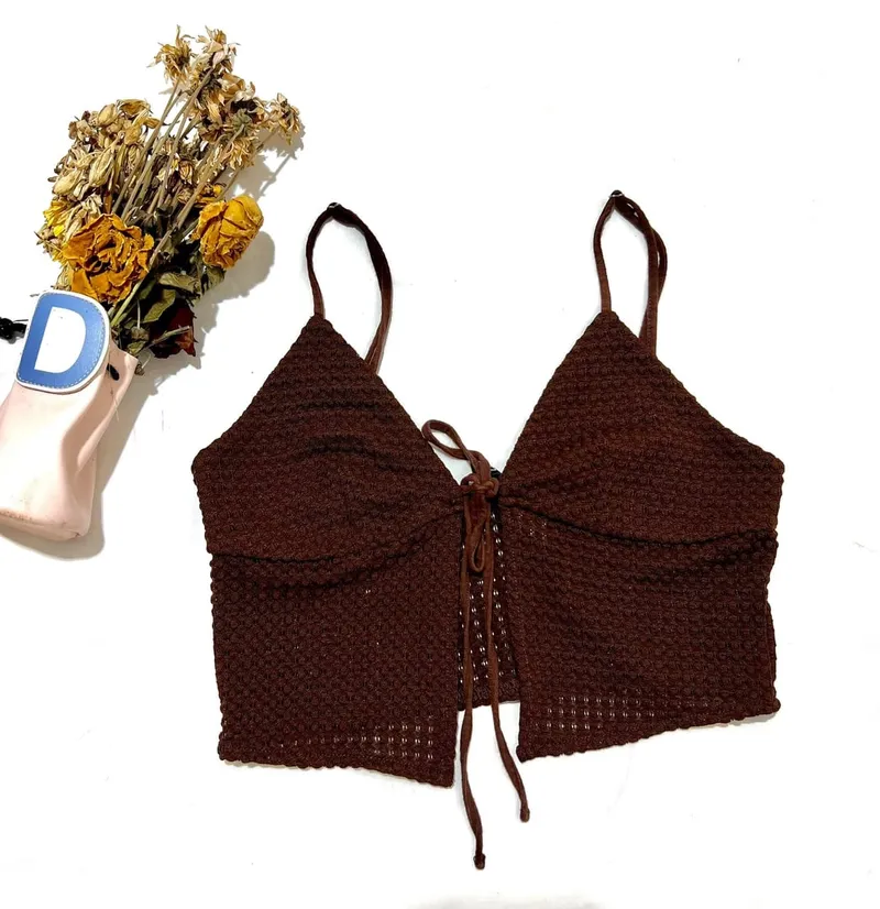 H&M Streetwear Crop top Wanita brown photo 1