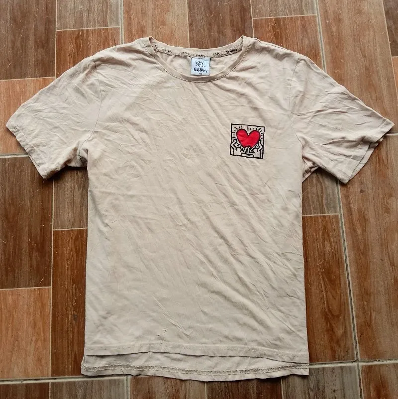 Keith Haring Casual T-shirt Pria tan photo 1