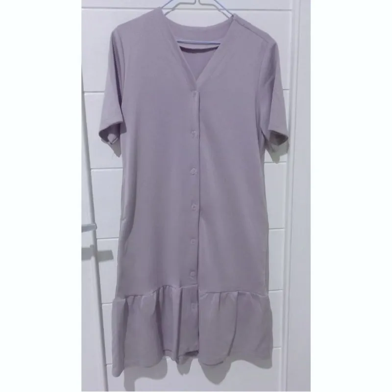 Minimalist Casual Midi dress Wanita purple photo 1