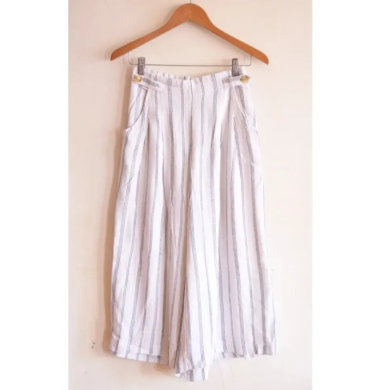 White stripe black cullote Waist : photo 1