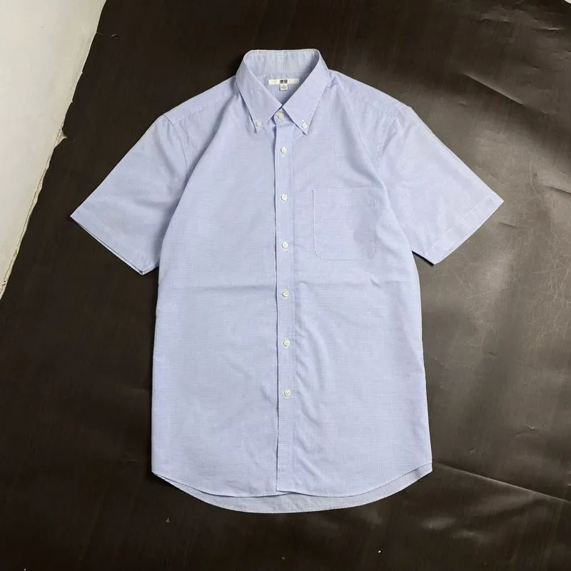 Uniqlo Y2K Casual Formal shirt Pria white blue photo 1