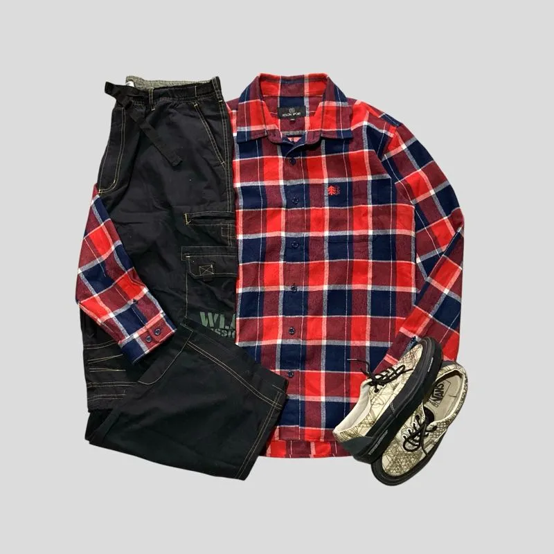 Kolon Sport Y2K Casual Casual shirt Pria red black photo 1