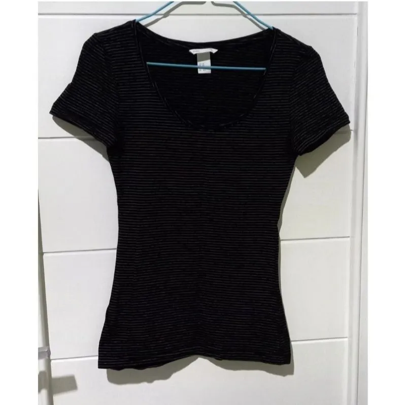 H&M Casual T-shirt Wanita white black photo 1