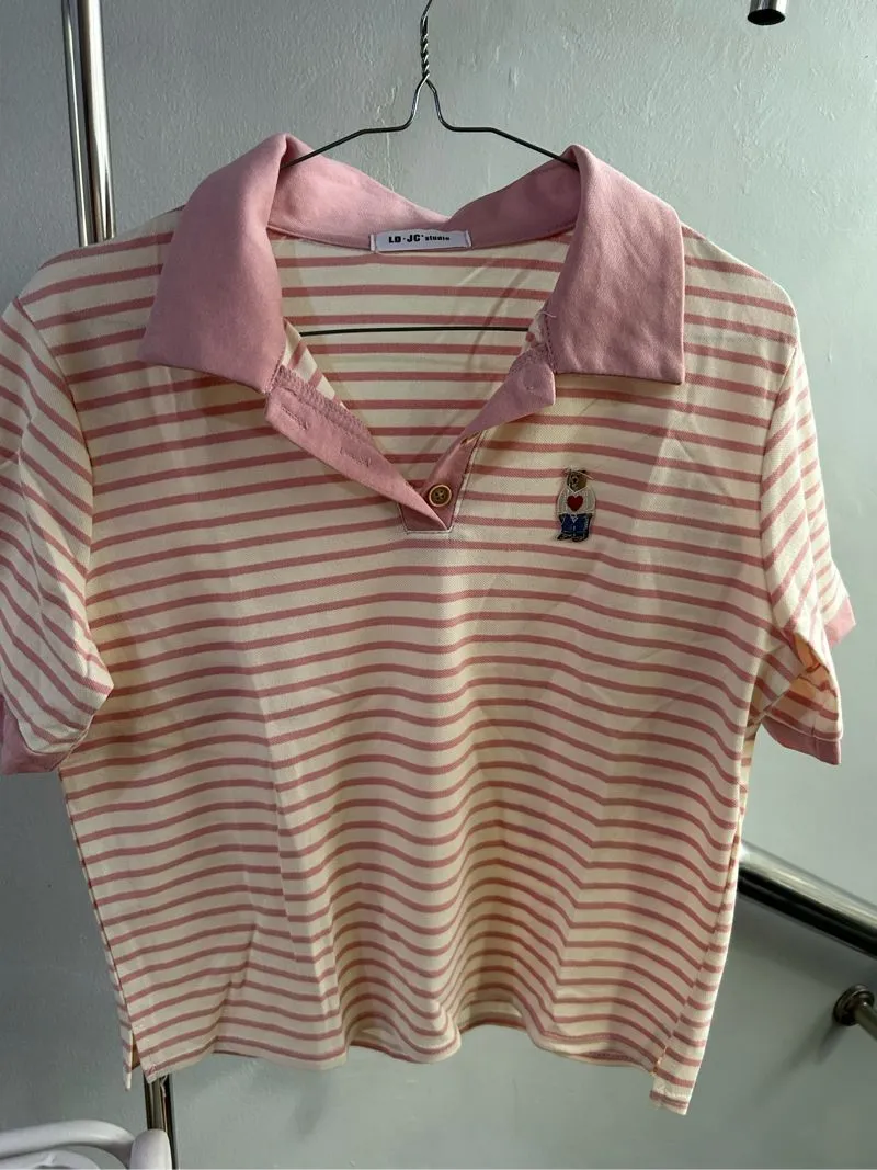 Minimalist Casual Crop top Wanita pink photo 1
