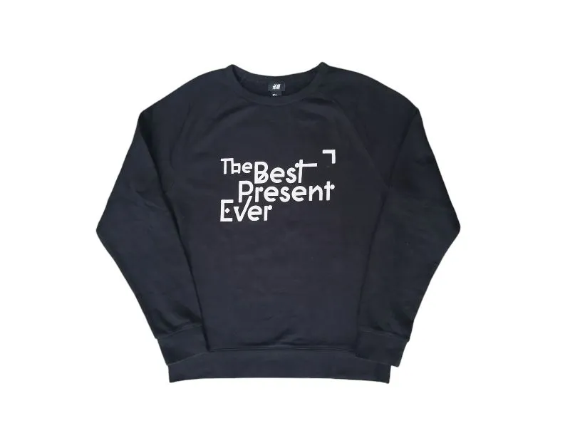 H&M Streetwear Casual Sweater Pria white black photo 1