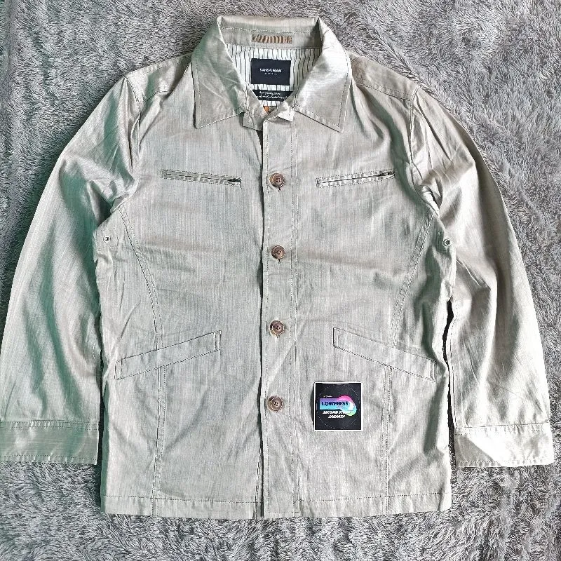 Kansai Yamamoto Y2K Casual Harrington jacket Pria silver cream photo 1