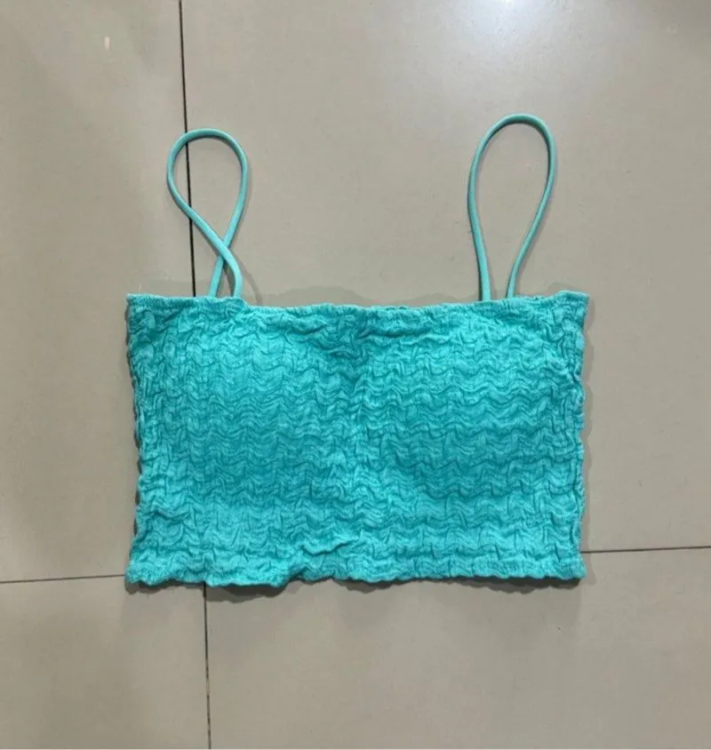 Streetwear Bandeau top Wanita green blue photo 1