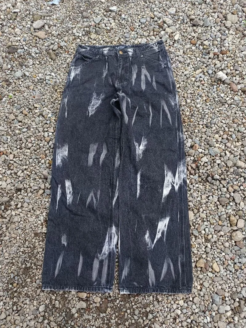 Japanese brand Streetwear Y2K Jeans Pria white black photo 1