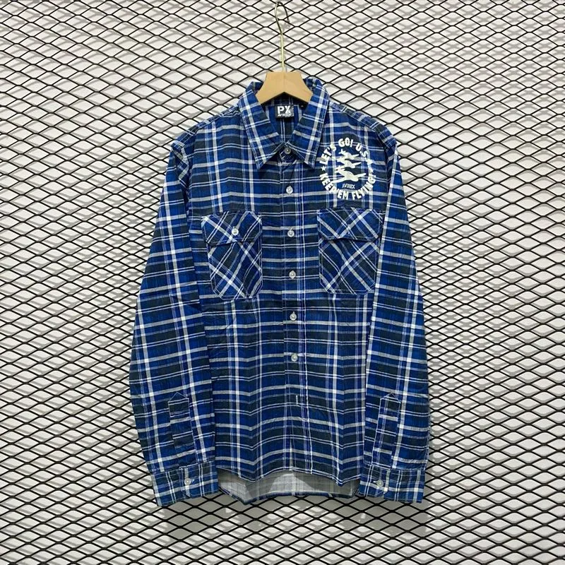 Casual Formal shirt Pria white blue photo 1