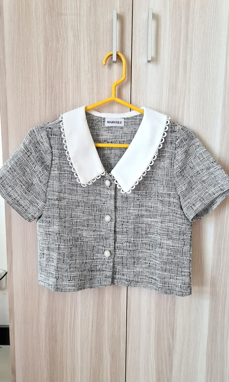 Vintage Crop top Wanita gray photo 1