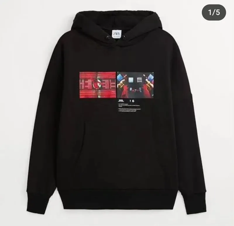 ZARA Casual Hoody Pria black