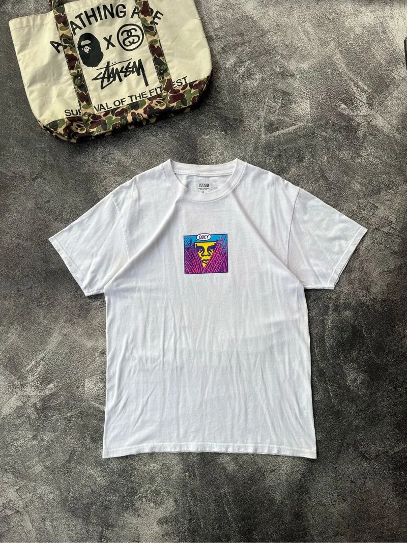 Obey Streetwear Y2K T-shirt Pria white photo 1