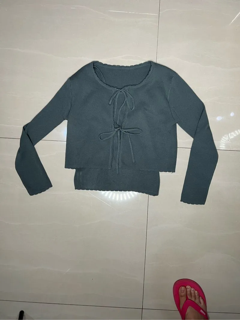 Coquette Casual Cardigan Wanita gray photo 1