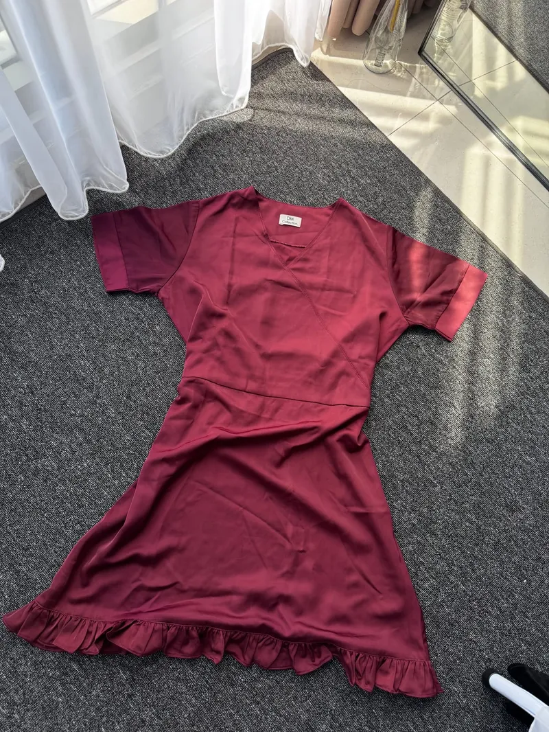 Casual Midi dress Wanita burgundy photo 1