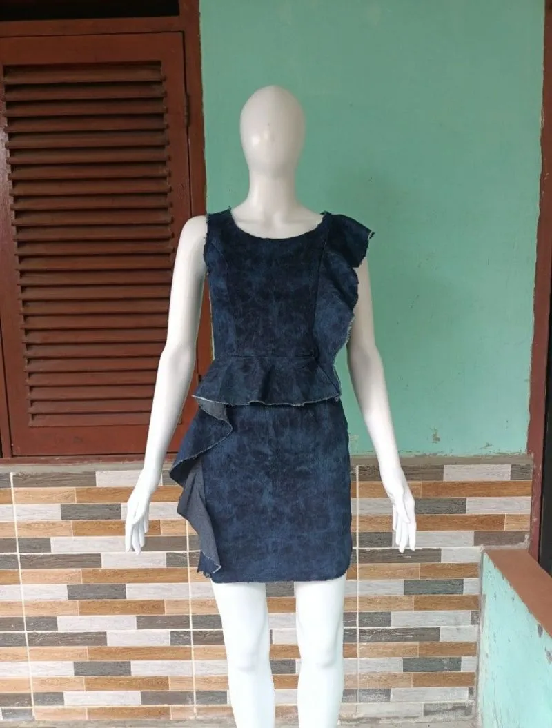 Vintage Bodycon dress Wanita navy photo 1