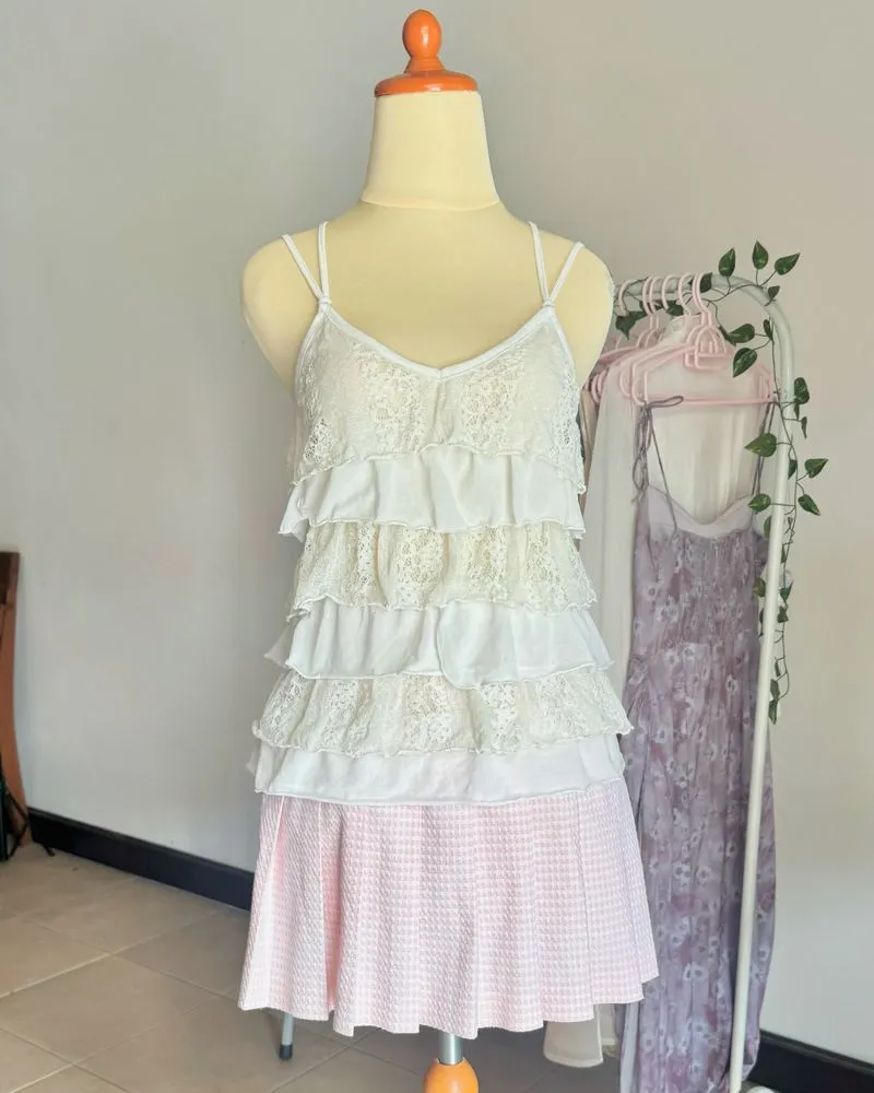 Fairy Coquette Cami top Wanita white photo 1