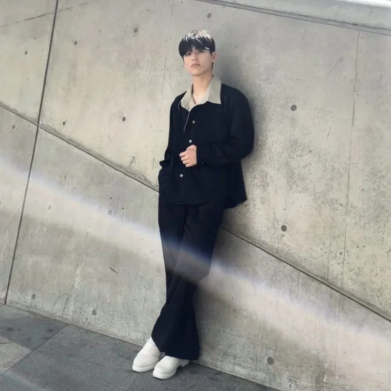 Luxury Casual Formal shirt Pria black cream photo 1