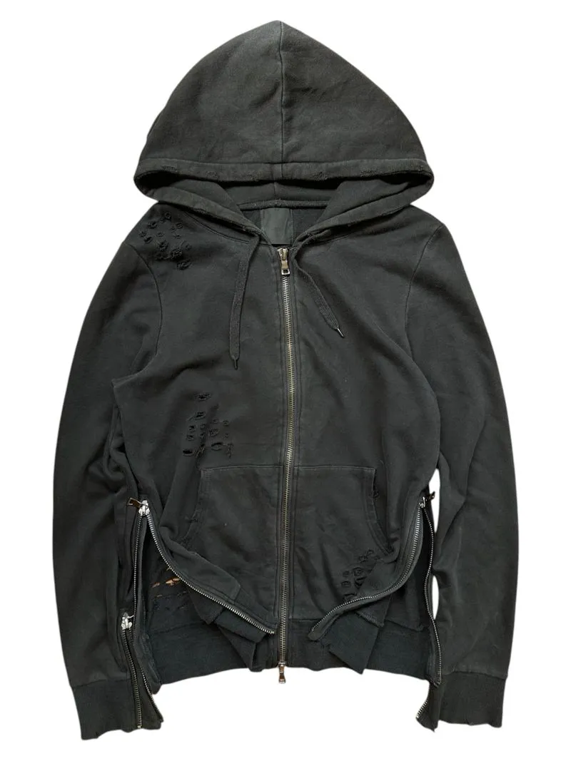 gothic y2k emo distressed zip hoodie grunge style by J2 photo 1