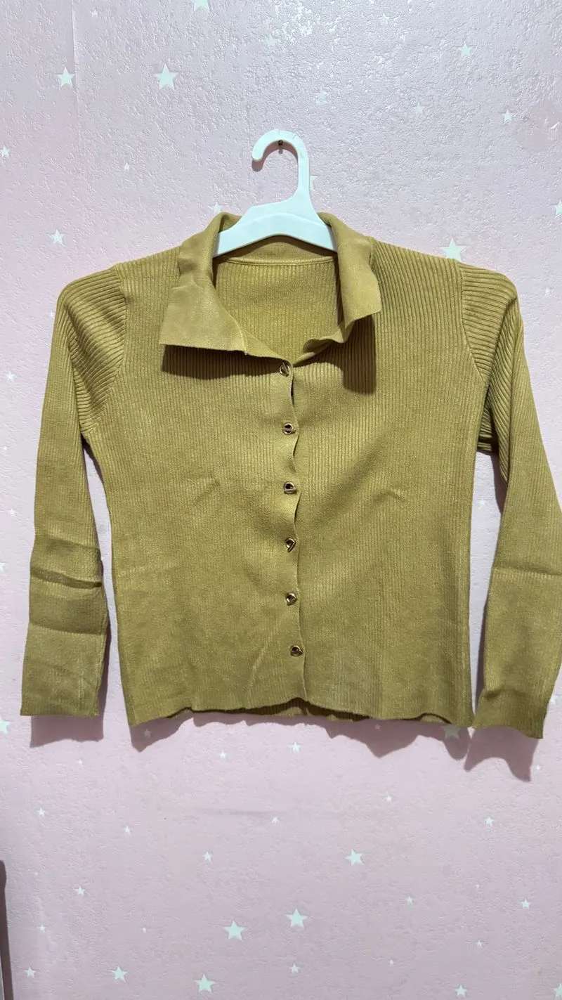 Minimalist Casual Cardigan Wanita brown photo 1