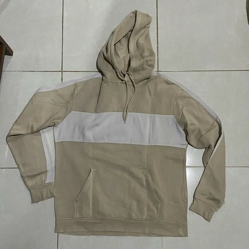 H&M Streetwear Casual Hoody Pria white tan photo 1