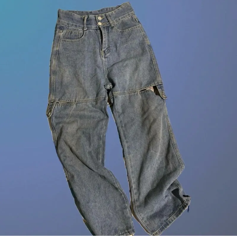 Vintage Reworked High waisted jeans Wanita navy photo 1