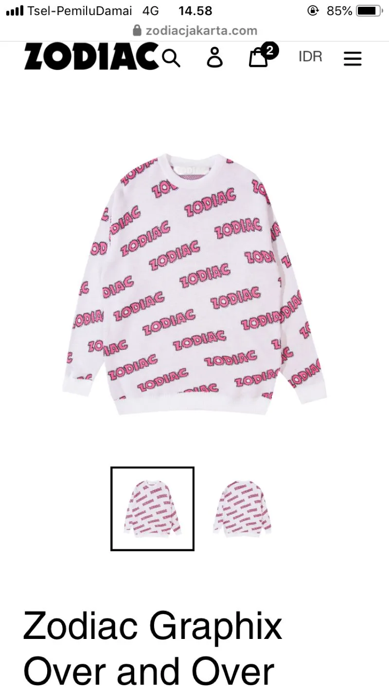 Zodiac Streetwear Casual Sweater Pria white pink photo 1