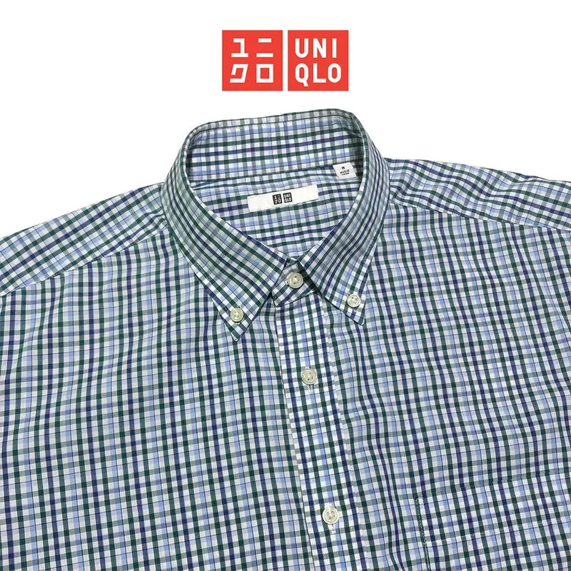 Uniqlo Vintage Casual Casual shirt Pria white navy photo 1