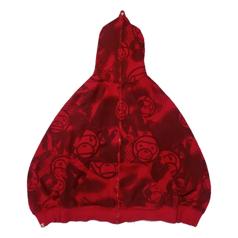 A Bathing Ape Streetwear Casual Hoody Pria red black photo 1