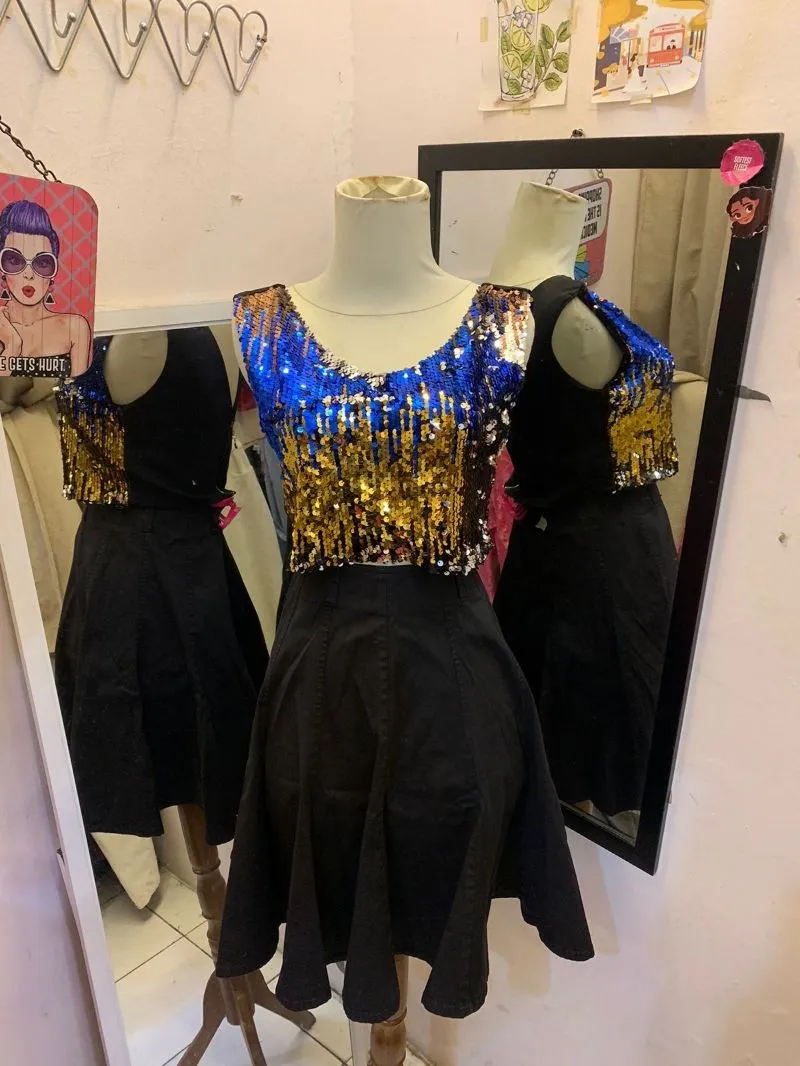 Casual T-shirt Wanita gold blue photo 1