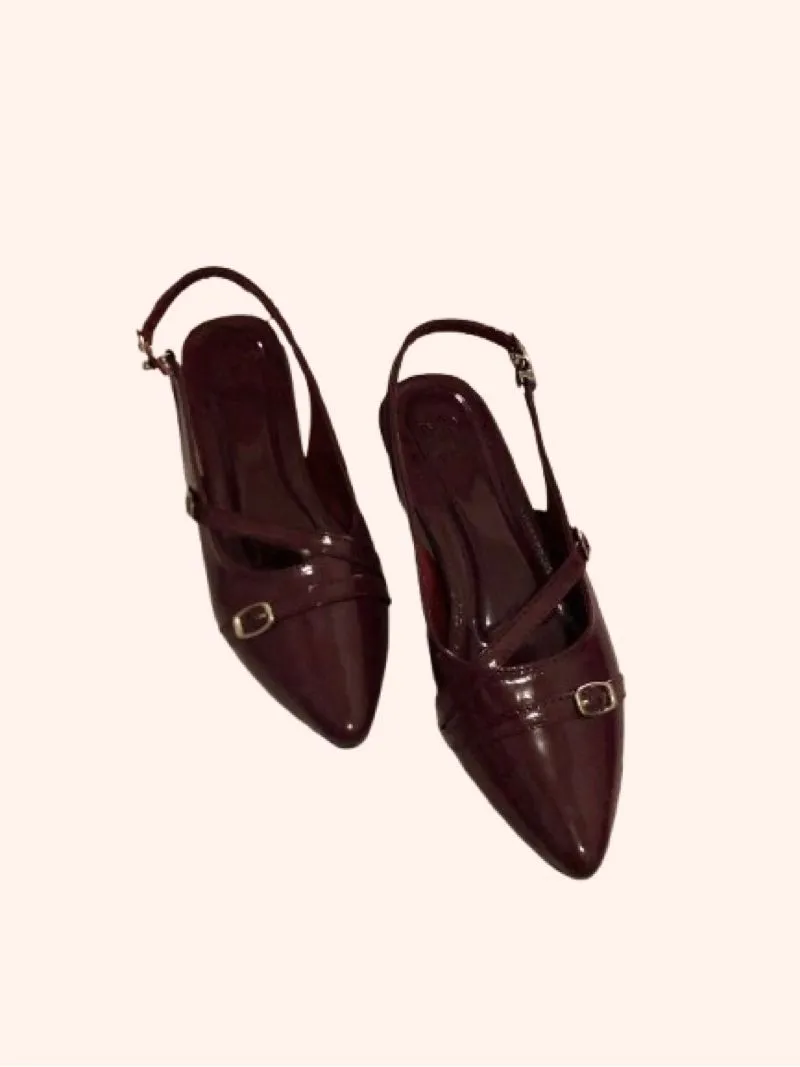 Vintage Y2K Heels Wanita burgundy photo 1