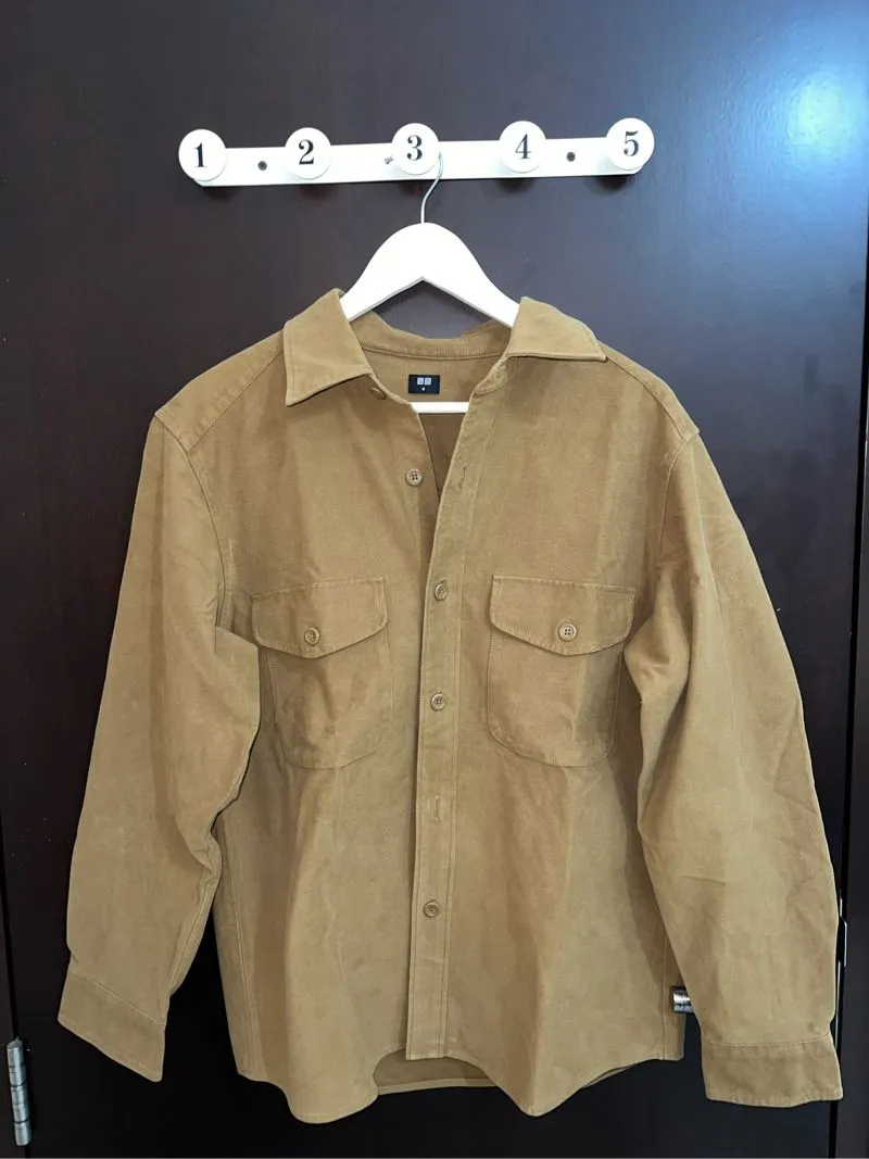 Uniqlo Streetwear Minimalist Harrington jacket Pria tan brown photo 1