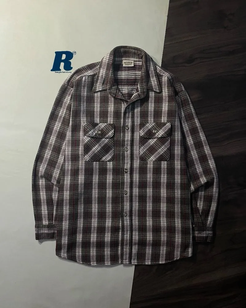 Made in USA Streetwear Sportswear Casual shirt Pria burgundy brown photo 1