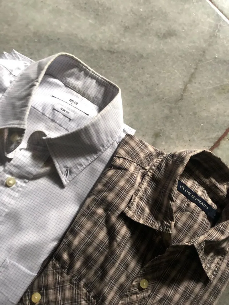 Uniqlo Minimalist Casual Formal shirt Pria white brown photo 1