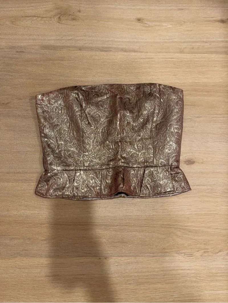 Mango Luxury Bandeau top Wanita gold photo 1