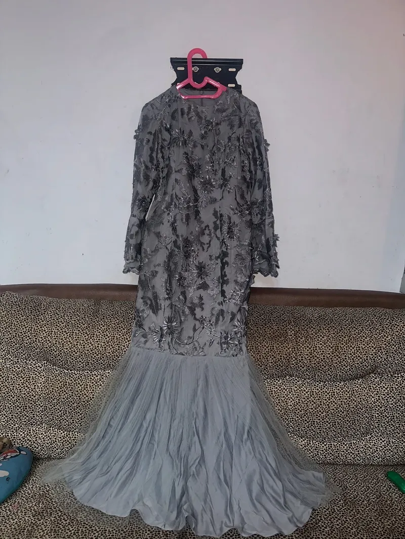 Muslim Maxi dress Wanita gray photo 1