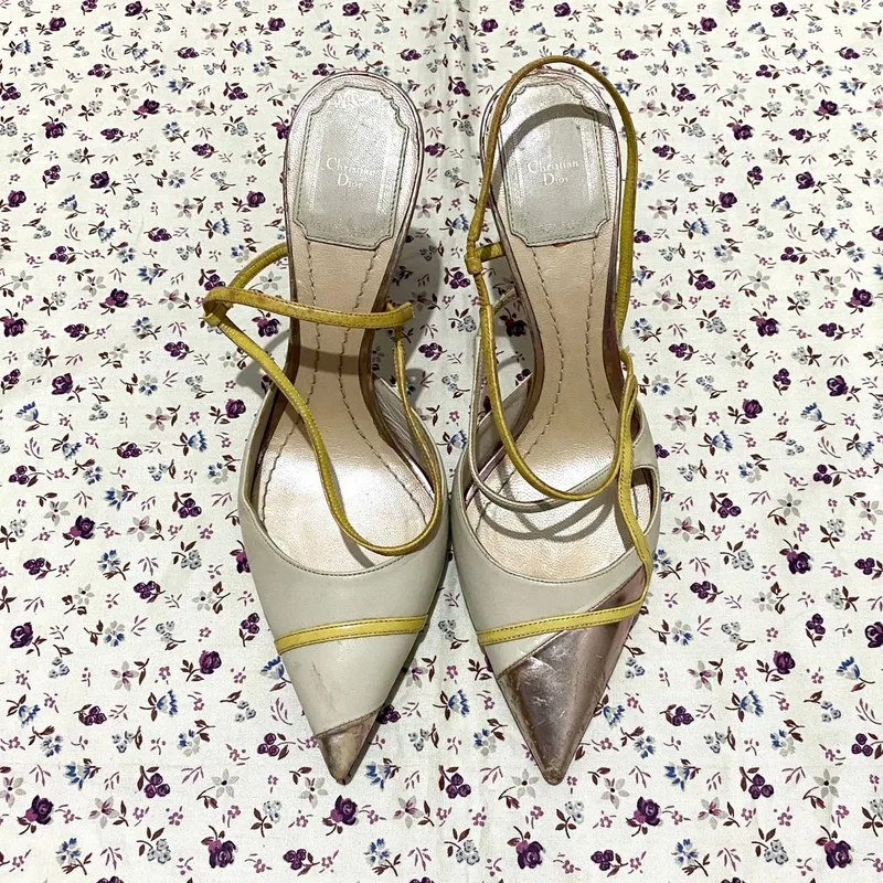 christian dior tricolor metallic slingback with photo 1